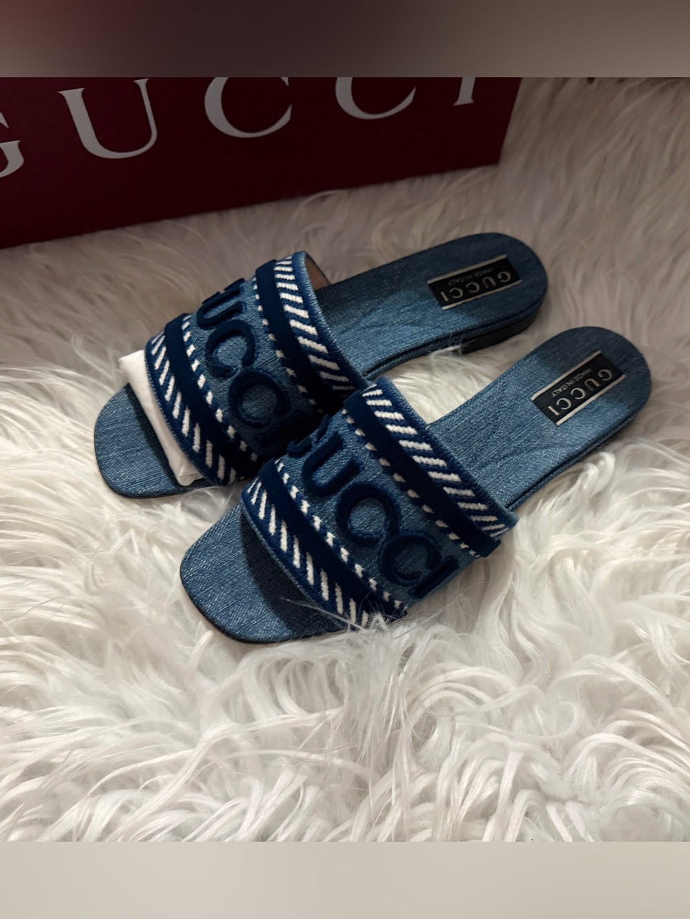 Gucci Jane Slide Denim Sandal NIB